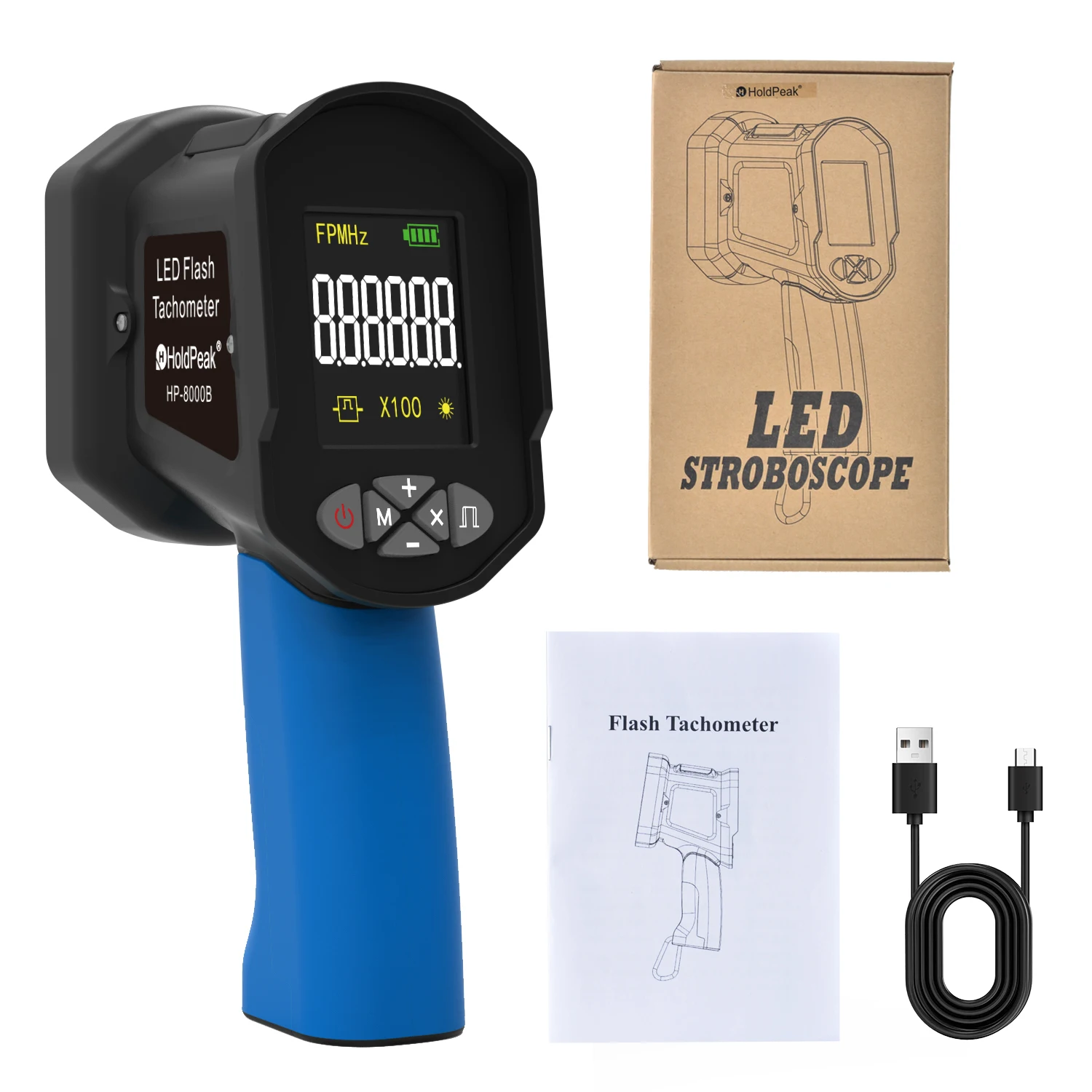 Handheld LED Stroboscope Flash Tachometer 60-100K FPM Non-Contact 0.001% Accuracy Rechargeable for Motor Printing Textile
Handheld LED Stroboscope Flash Tachometer 60-100K FPM Non-Contact 0.001% Accuracy Rechargeable for Motor Printing Textile