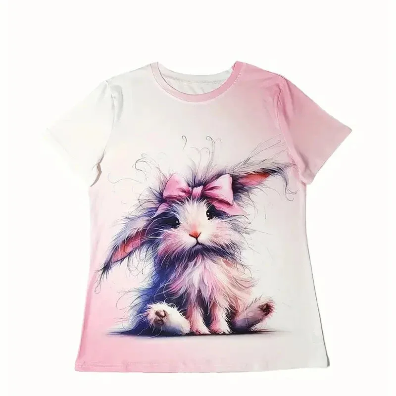 Женская футболка с принтом кролика, повседневные 3d футболки с короткими рукавами, летняя модная уличная одежда, пуловер с круглым вырезом, женская одежда больших размеров
Женская футболка с принтом кролика, повседневные 3d футболки с короткими рукавами, летняя модная уличная одежда, пуловер с круглым вырезом, женская одежда больших размеров