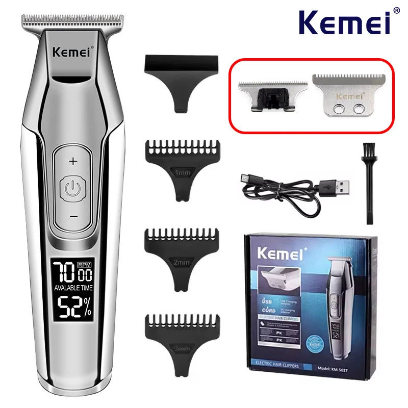 Профессиональная мужская машинка для стрижки волос Kemei KM-5027, оригинальная, с ЖК-дисплеем, беспроводная, 0 мм, USB-зарядка
Профессиональная мужская машинка для стрижки волос Kemei KM-5027, оригинальная, с ЖК-дисплеем, беспроводная, 0 мм, USB-зарядка