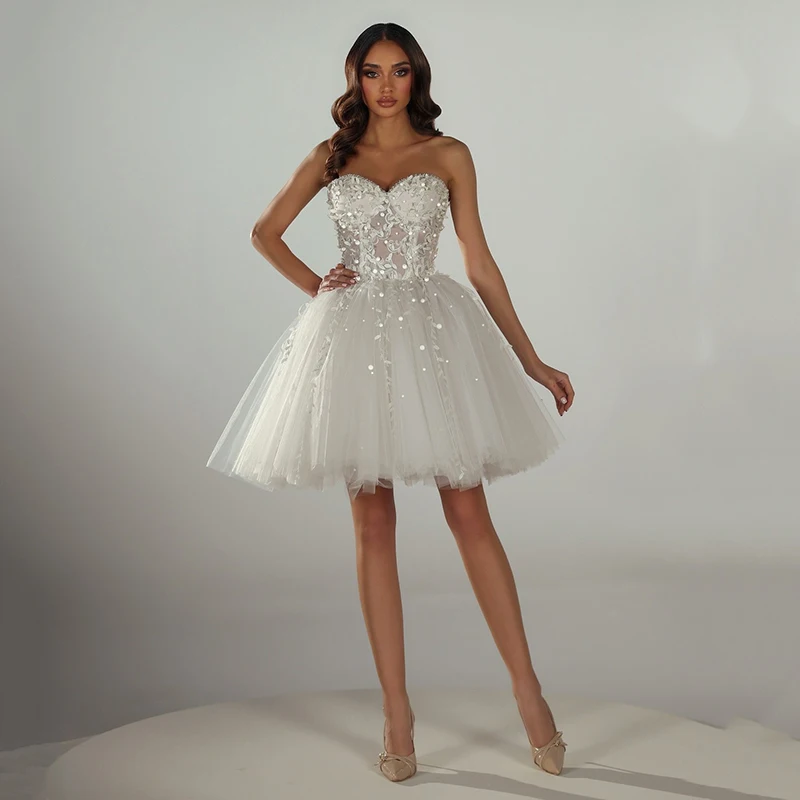 Eightree White A-Line Wedding Dresses Sweetheart Appliques Lace Bridal Dress 2025 Short Evening Wedding Prom Gowns Customized
Eightree White A-Line Wedding Dresses Sweetheart Appliques Lace Bridal Dress 2025 Short Evening Wedding Prom Gowns Customized