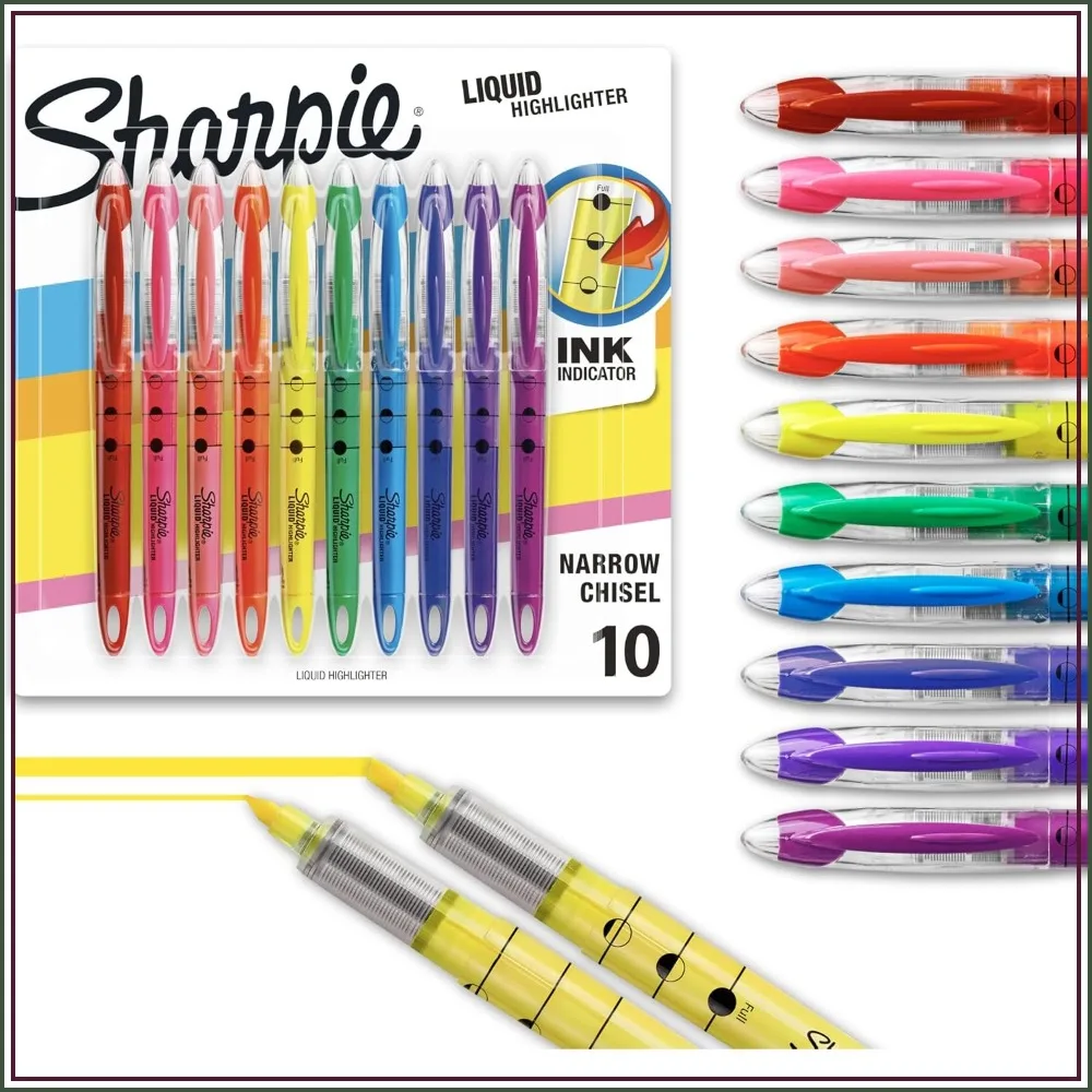 10 Assorted Liquid Highlighters, Chisel Tip for Smooth Highlighting, Quick-Dry Ink, Ideal for School & Office
10 Assorted Liquid Highlighters, Chisel Tip for Smooth Highlighting, Quick-Dry Ink, Ideal for School & Office