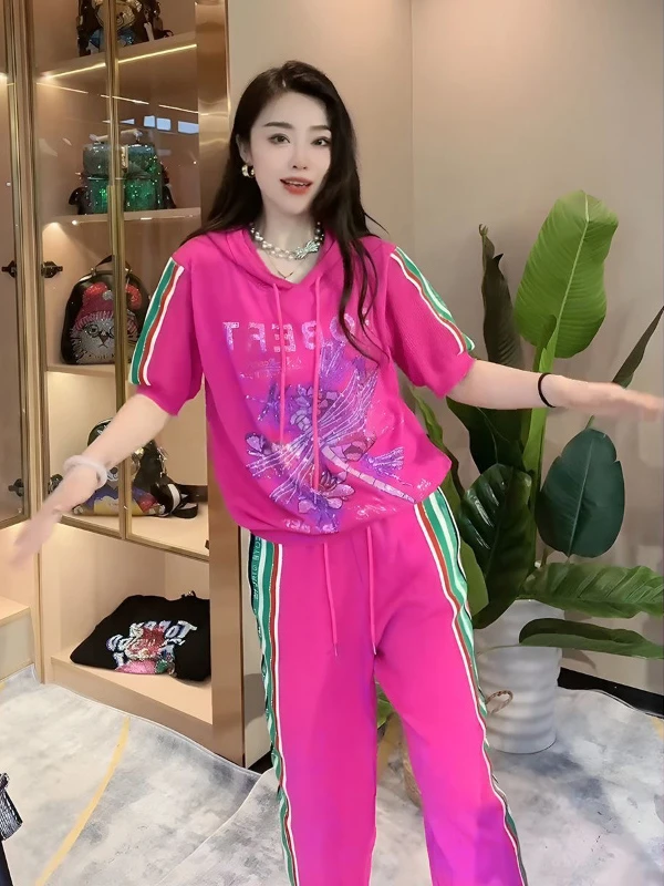 Casual Sportswear Set for Women Summer 2026 Fashionable Color Block Hoodie Short Sleeve Two Piece Slimming Polyester Fiber
Casual Sportswear Set for Women Summer 2026 Fashionable Color Block Hoodie Short Sleeve Two Piece Slimming Polyester Fiber
