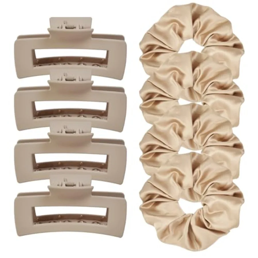 8Pack Hair Clips and Scrunchies Set - 4 Medium Claw Clips for Women, Non-Slip Matte Hair Claws, 4 Large Satin Scrunchies, Hair
8Pack Hair Clips and Scrunchies Set - 4 Medium Claw Clips for Women, Non-Slip Matte Hair Claws, 4 Large Satin Scrunchies, Hair