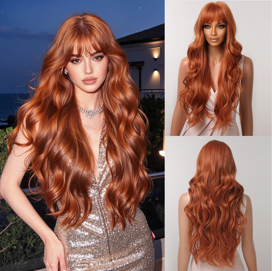 Длинный волнистый синтетический парик темно-оранжевого цвета с челкой для женщин, для косплея, повседневного использования и вечеринок, термостойкий волоконный материал
Длинный волнистый синтетический парик темно-оранжевого цвета с челкой для женщин, для косплея, повседневного использования и вечеринок, термостойкий волоконный материал
