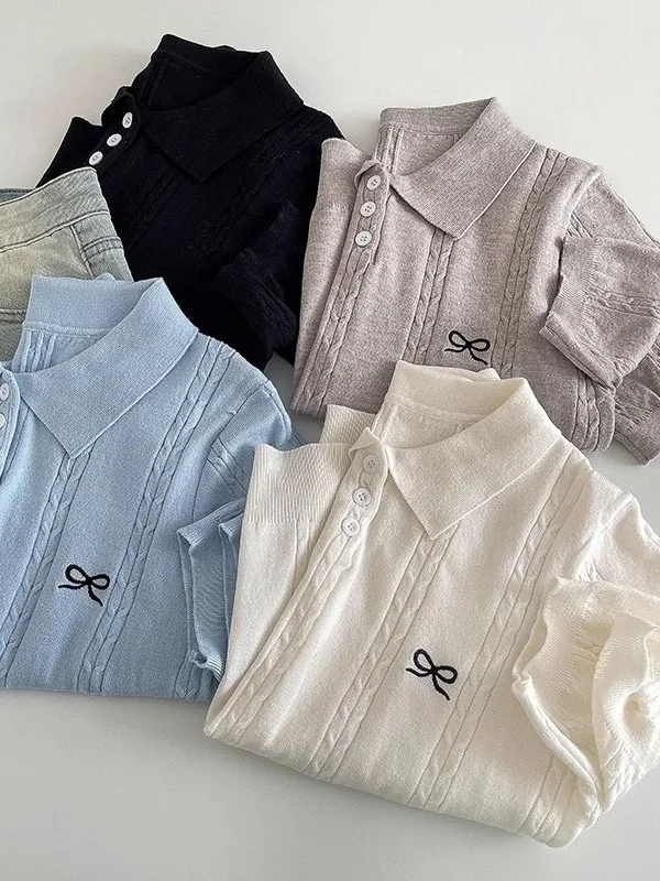 Japanese Style Knitted Short Sleeve Neck T-Shirt Women's Summer Base Layer Knot Embroidery Top Knot
Japanese Style Knitted Short Sleeve Neck T-Shirt Women's Summer Base Layer Knot Embroidery Top Knot
