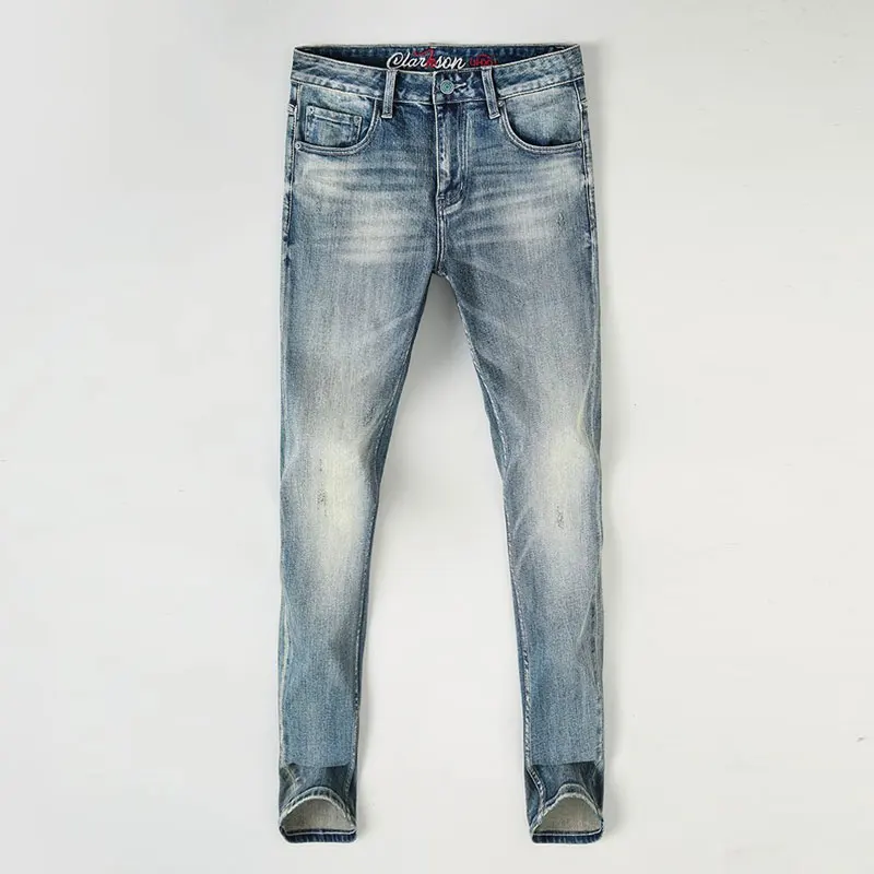 Fashion Designer Men Jeans High Quality Retro Washed Blue Stretch Slim Fit Ripped Jeans Men Italian Style Vintage Denim Pants
Fashion Designer Men Jeans High Quality Retro Washed Blue Stretch Slim Fit Ripped Jeans Men Italian Style Vintage Denim Pants