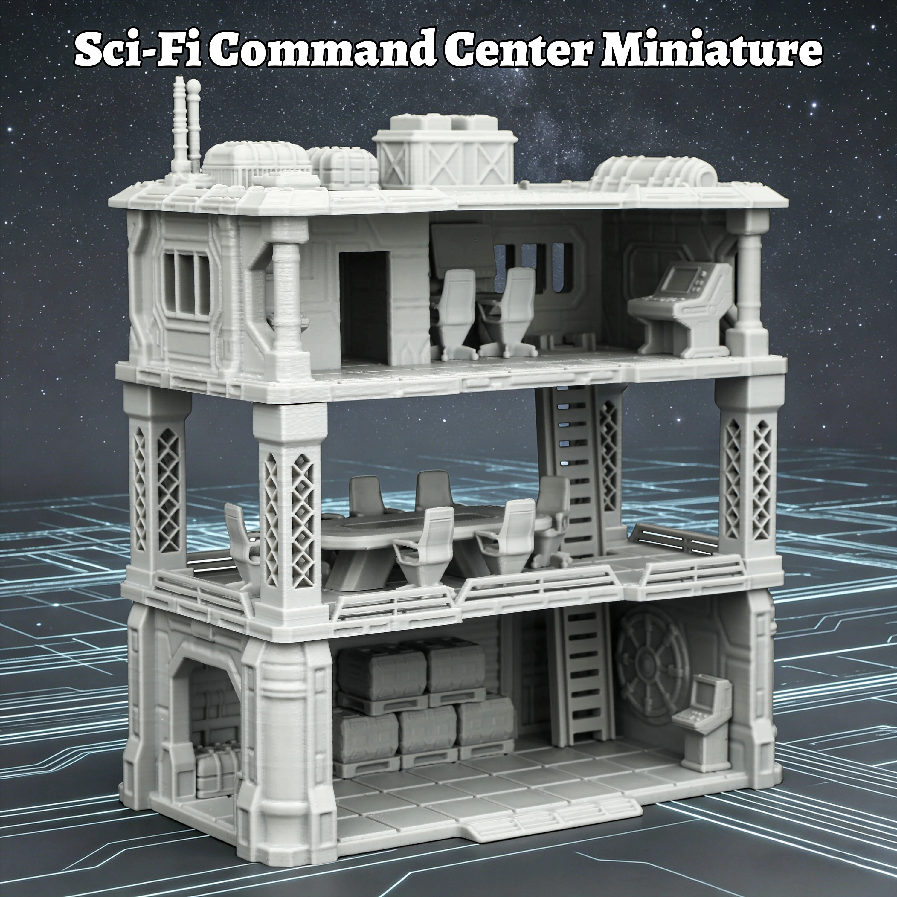 28mm Sci-Fi Command Center Terrain 3-Story Modular Building, Easy-Assemble RPG Diorama Scenery for Trpgs, Ideal for Future Scene
28mm Sci-Fi Command Center Terrain 3-Story Modular Building, Easy-Assemble RPG Diorama Scenery for Trpgs, Ideal for Future Scene