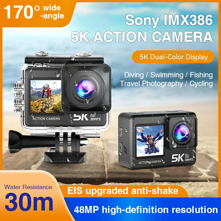 Экшн-камера 5K, 5K/30 кадров в секунду, Wi-Fi, 2,0-дюймовый дисплей 170 ° Водонепроницаемая подводная камера с широкоугольным объективом, спортивная камера на открытом воздухе
Экшн-камера 5K, 5K/30 кадров в секунду, Wi-Fi, 2,0-дюймовый дисплей 170 ° Водонепроницаемая подводная камера с широкоугольным объективом, спортивная камера на открытом воздухе