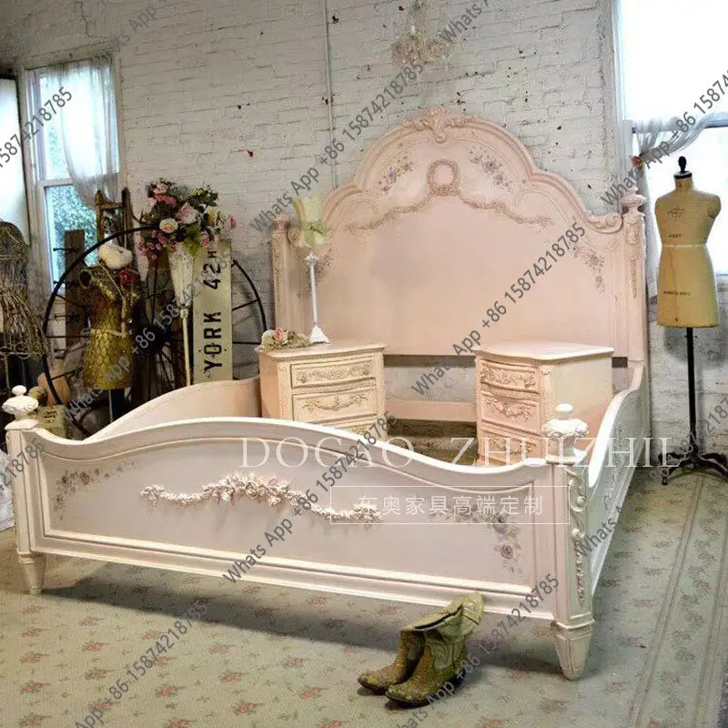 French retro solid wood bed, high-end carved old master bedroom, wedding bed, American country light luxury bed
French retro solid wood bed, high-end carved old master bedroom, wedding bed, American country light luxury bed