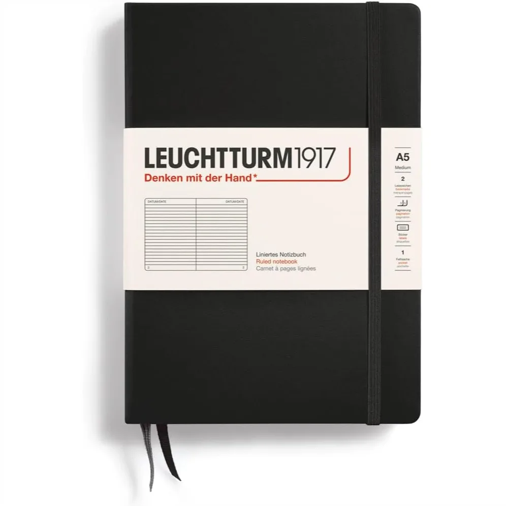 Hardcover Notebook A5 Medium 251 Numbered Pages for Writing Journaling, Ruled Black
Hardcover Notebook A5 Medium 251 Numbered Pages for Writing Journaling, Ruled Black