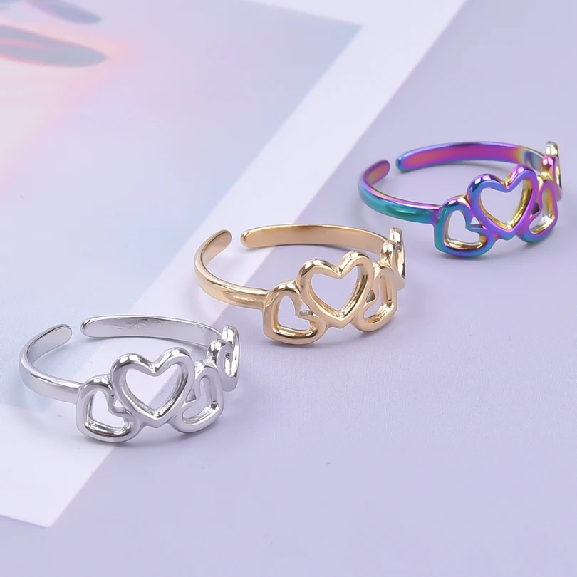 Heart To Heart Ring Girl Jewelry Stainless Steel Open Adjustable Rings For Women Men Accessories Love Finger Ring Birthday Gift
Heart To Heart Ring Girl Jewelry Stainless Steel Open Adjustable Rings For Women Men Accessories Love Finger Ring Birthday Gift