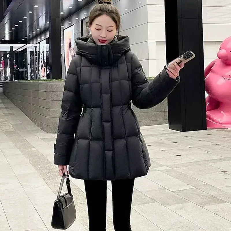 Women Waist Cinched Puffer Coat 2027 Winter Hooded Quilted Down Cotton Jacket Slim Fit Mid Length Warm Parka Female Outerwear
Women Waist Cinched Puffer Coat 2027 Winter Hooded Quilted Down Cotton Jacket Slim Fit Mid Length Warm Parka Female Outerwear