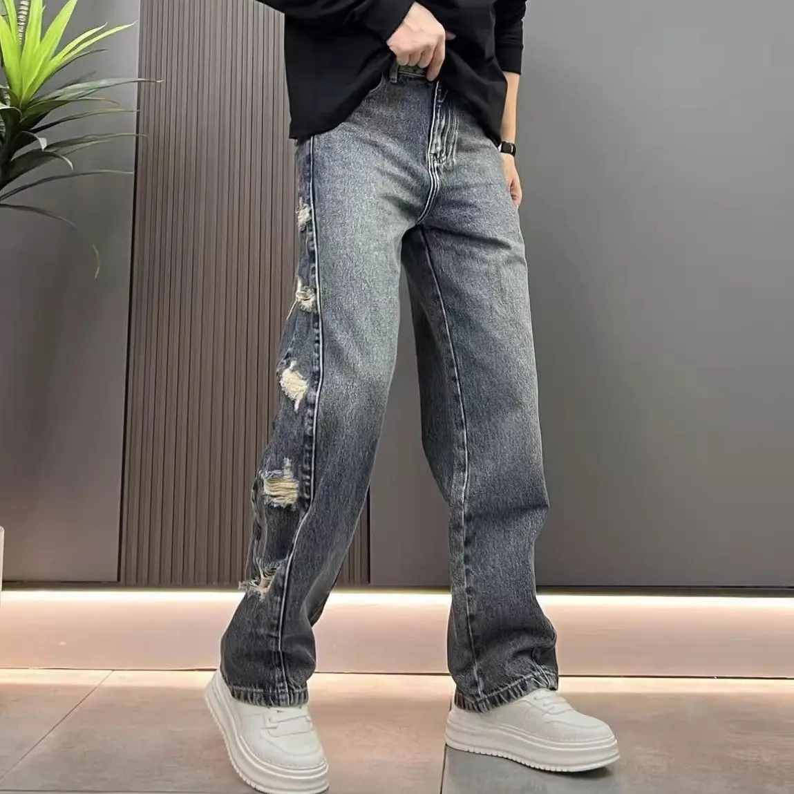 American Style Men's Loose Fit Distressed Denim Jeans Autumn Trendy Vintage Large Size Straight Leg Cone Pants
American Style Men's Loose Fit Distressed Denim Jeans Autumn Trendy Vintage Large Size Straight Leg Cone Pants