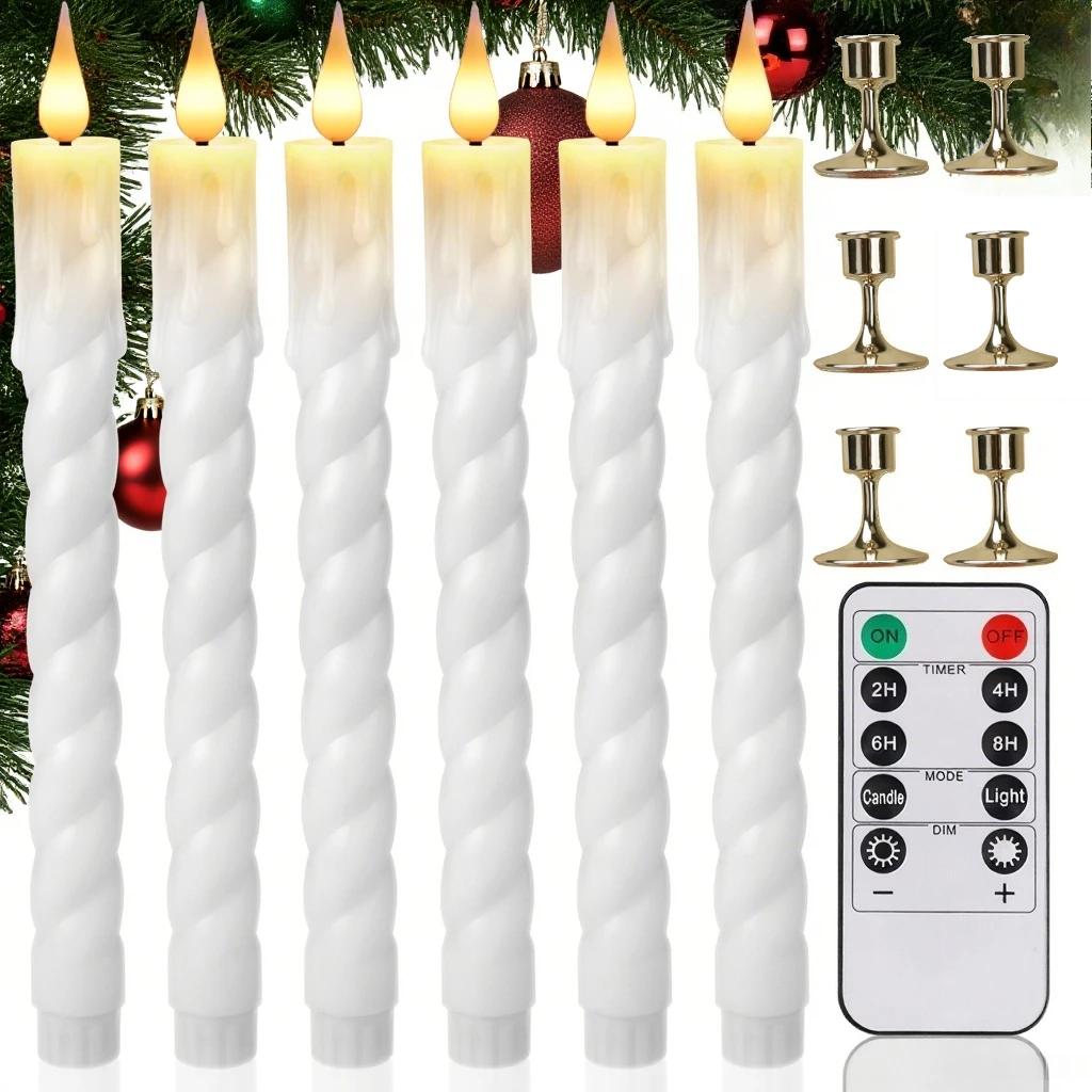 Flickering LED Taper Candles with Remote Timer&Lamp Holder 3D Flame Window Candle Candlestick for Halloween Christmas Home Decor
Flickering LED Taper Candles with Remote Timer&Lamp Holder 3D Flame Window Candle Candlestick for Halloween Christmas Home Decor