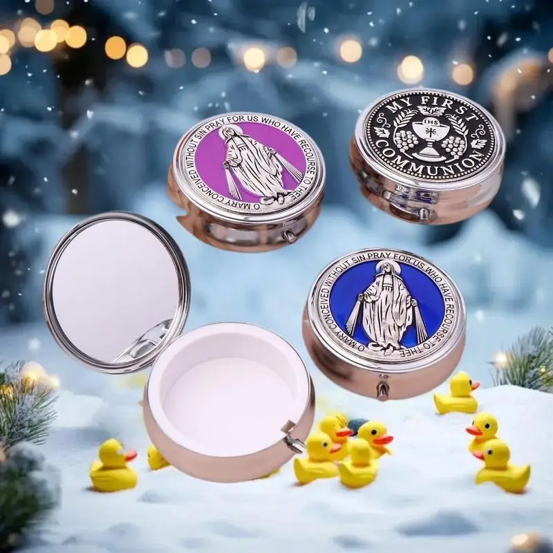 Retro Metal Holy Communion Saint Benedict Rosary Gift Boxes Round Religious Jewelry Packing CaseHot
Retro Metal Holy Communion Saint Benedict Rosary Gift Boxes Round Religious Jewelry Packing CaseHot