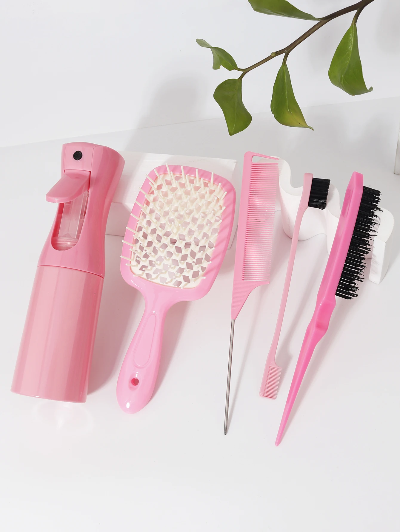5 pieces/set of hair tool set, hollow comb, rat tail comb, tease comb, edge control comb, hair spray bottle
5 pieces/set of hair tool set, hollow comb, rat tail comb, tease comb, edge control comb, hair spray bottle