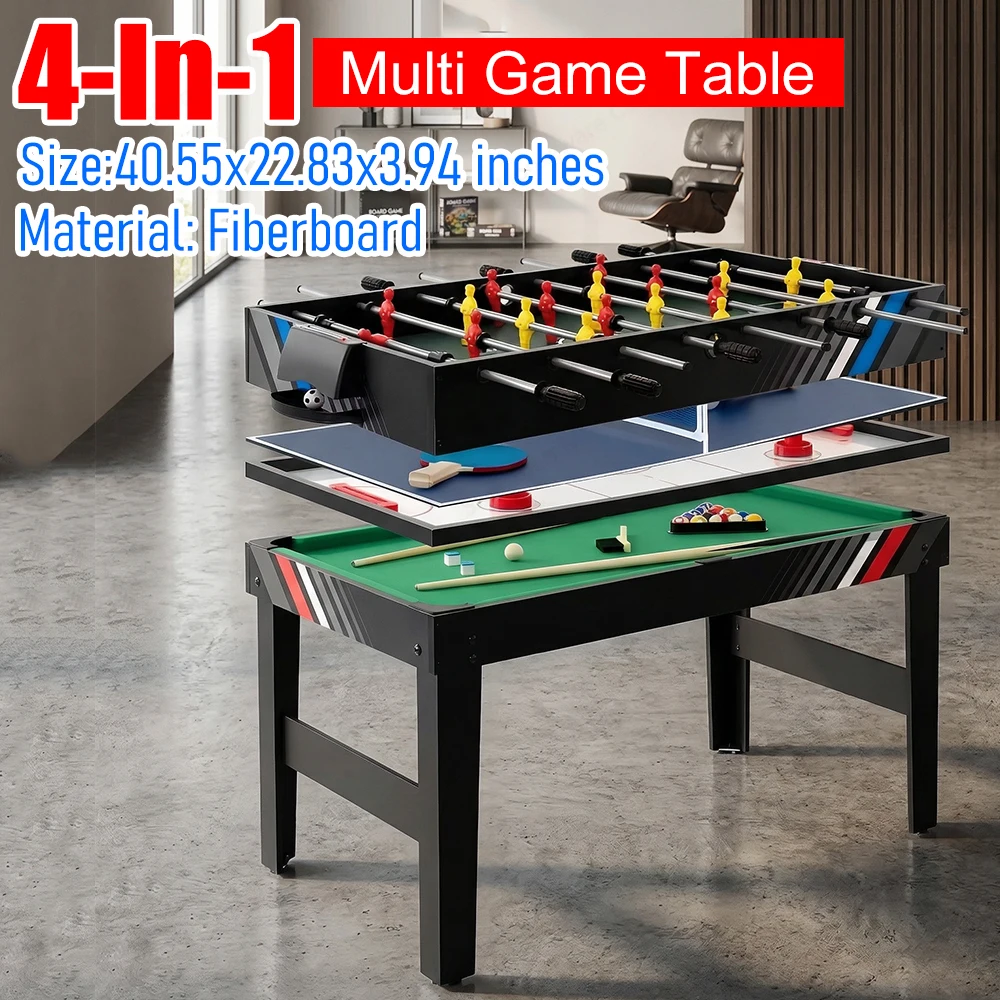 4-In-1 Combo Game Table Set with Football Billiards Ice Hockey Table Tennis All in One Game Table for Friends and Family Playing
4-In-1 Combo Game Table Set with Football Billiards Ice Hockey Table Tennis All in One Game Table for Friends and Family Playing