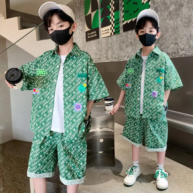 2023 Children Fashion Outfit Suit Cool Big Boys Letter Clothes Summer Teens Boys Shirt+Shorts 2PCS Clothes Sets 4 To14Years Old
2023 Children Fashion Outfit Suit Cool Big Boys Letter Clothes Summer Teens Boys Shirt+Shorts 2PCS Clothes Sets 4 To14Years Old