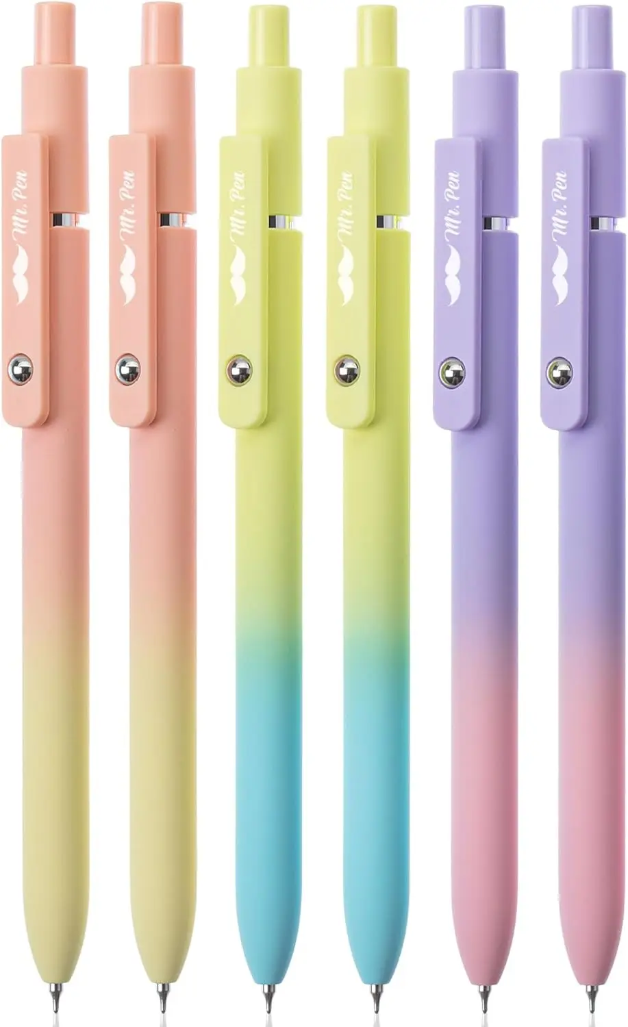 Retractable Gel Pens, 6 Pack, Gradient Barrels, Fine Point 0.5mm, Fast Dry Black Ink, Cute Aesthetic Pens for Journaling
Retractable Gel Pens, 6 Pack, Gradient Barrels, Fine Point 0.5mm, Fast Dry Black Ink, Cute Aesthetic Pens for Journaling