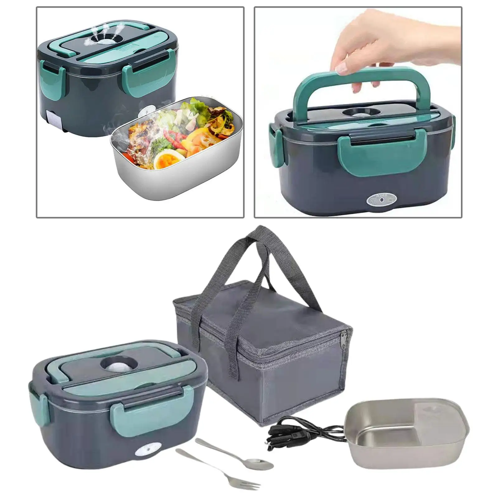 2 in 1 Electric Lunch Box 1.5L 40W with Fork & Spoon Stainless Steel Portable Heating Lunchbox Food Warmer for Home Truck Office
2 in 1 Electric Lunch Box 1.5L 40W with Fork & Spoon Stainless Steel Portable Heating Lunchbox Food Warmer for Home Truck Office