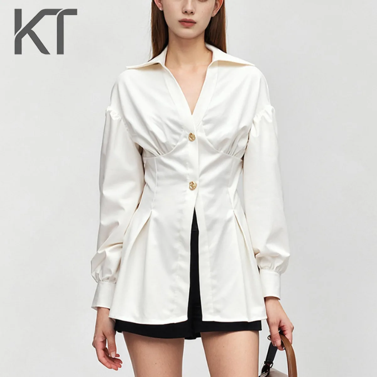 KT White Fitted Blouse Women Puff Sleeve V Neck Turn Down Collar Button Down Blouse 2026 New Arrival
KT White Fitted Blouse Women Puff Sleeve V Neck Turn Down Collar Button Down Blouse 2026 New Arrival