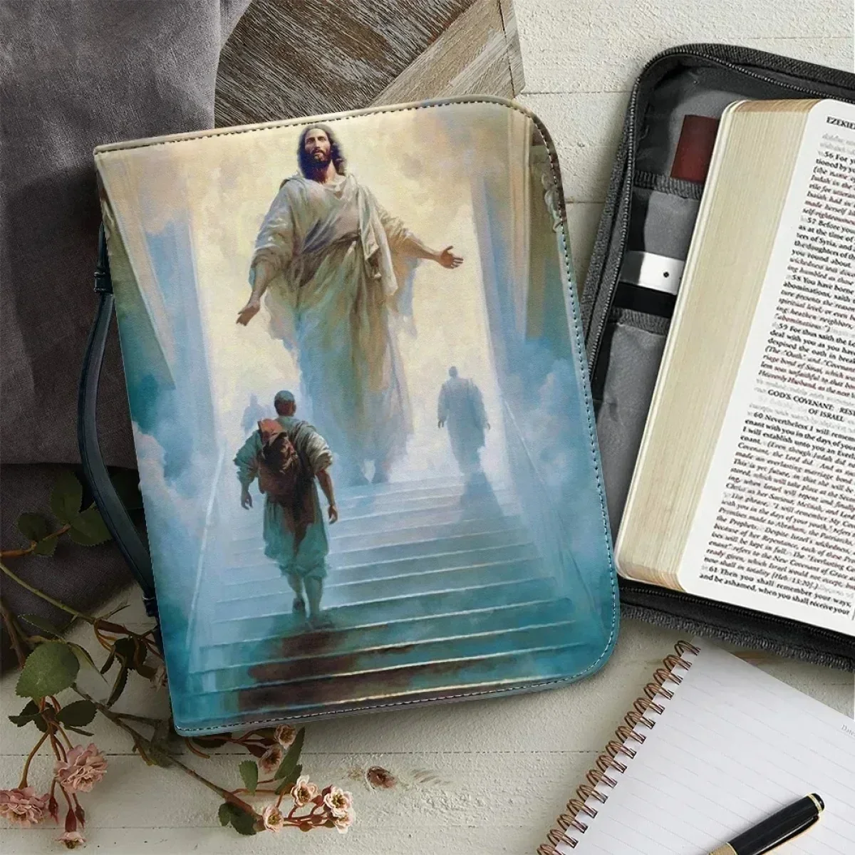 Women's Handbags Leather Zipper Handle Church Bible Bag Christian Jesus Pattern Print Custom Bible Storage Bags Bible Cover Case
Women's Handbags Leather Zipper Handle Church Bible Bag Christian Jesus Pattern Print Custom Bible Storage Bags Bible Cover Case