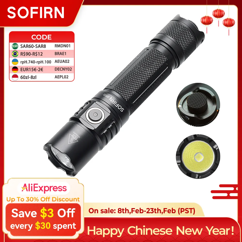 Sofirn SP35T 3800lm Tactical 21700 Flashlight Powerful LED Light USB C Rechargeable Torch with Dual Switch Power Indicator ATR
Sofirn SP35T 3800lm Tactical 21700 Flashlight Powerful LED Light USB C Rechargeable Torch with Dual Switch Power Indicator ATR