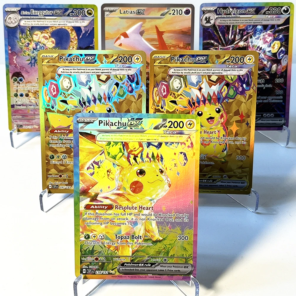 PKM Surging Sparks (SSP) Series EX Rare Proxy Game Cards Alolan Exeggutor/Hydreigon/Latias/Pikachu/ EX Cards Collection toy gift
PKM Surging Sparks (SSP) Series EX Rare Proxy Game Cards Alolan Exeggutor/Hydreigon/Latias/Pikachu/ EX Cards Collection toy gift