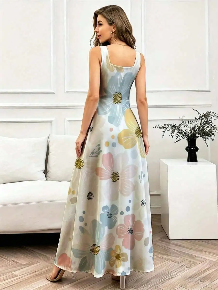 Floral Print Square Neck Maxi Dress With Thin Straps For Women Casual Sleeveless Long Dress
Floral Print Square Neck Maxi Dress With Thin Straps For Women Casual Sleeveless Long Dress