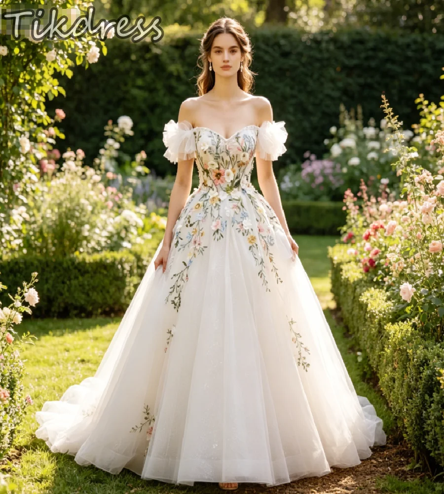 Colorful 3D Floral Embroidery Wedding Dress 2026 Forest Off Shoulders Ruffle Sleeve Fairy Princess Mexican Bridal Gowns Celtic
Colorful 3D Floral Embroidery Wedding Dress 2026 Forest Off Shoulders Ruffle Sleeve Fairy Princess Mexican Bridal Gowns Celtic
