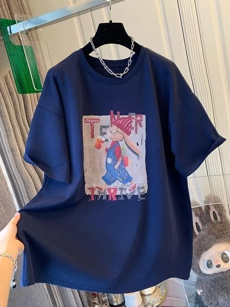Retro Cartoon Print Unisex Pure Cotton Short Sleeve T-Shirt Korean Style Loose Fit Summer Moisture Wicking Round Neck Top
Retro Cartoon Print Unisex Pure Cotton Short Sleeve T-Shirt Korean Style Loose Fit Summer Moisture Wicking Round Neck Top