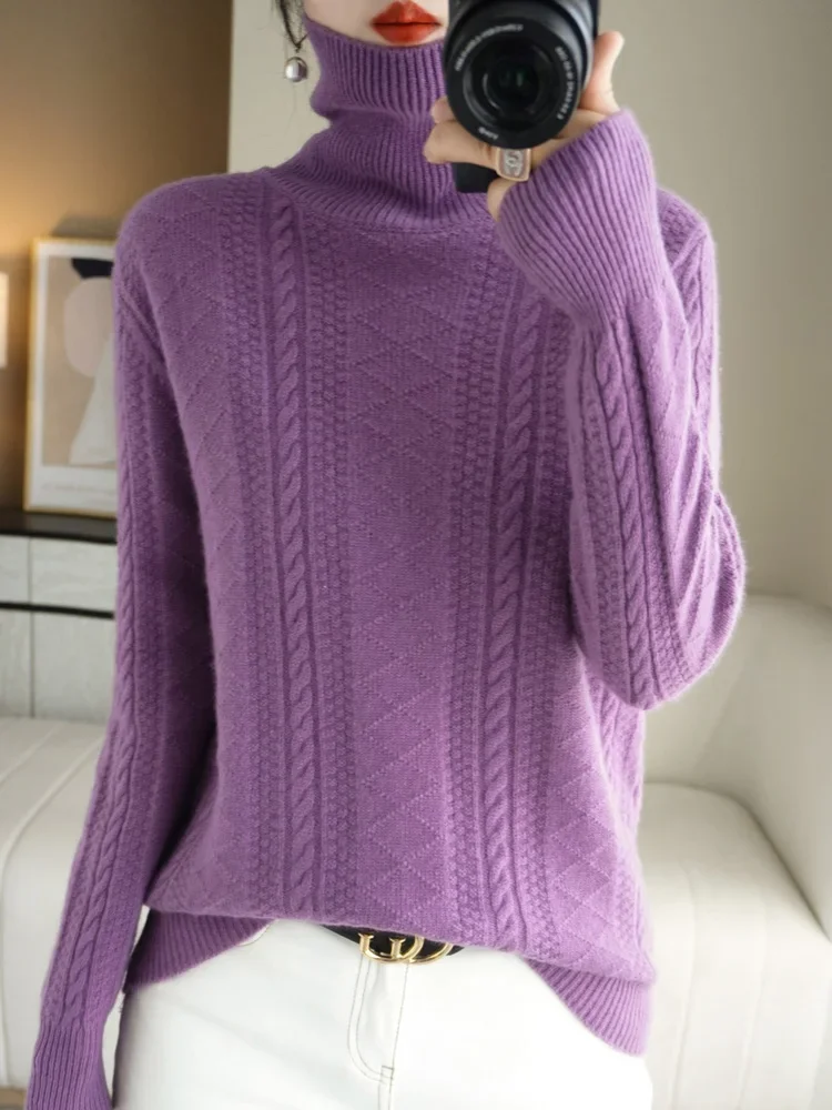 Pop Autumn And Winter New High Neck Women's 100% Merino Wool Slim Fit Thick Pullover Sweater
Pop Autumn And Winter New High Neck Women's 100% Merino Wool Slim Fit Thick Pullover Sweater