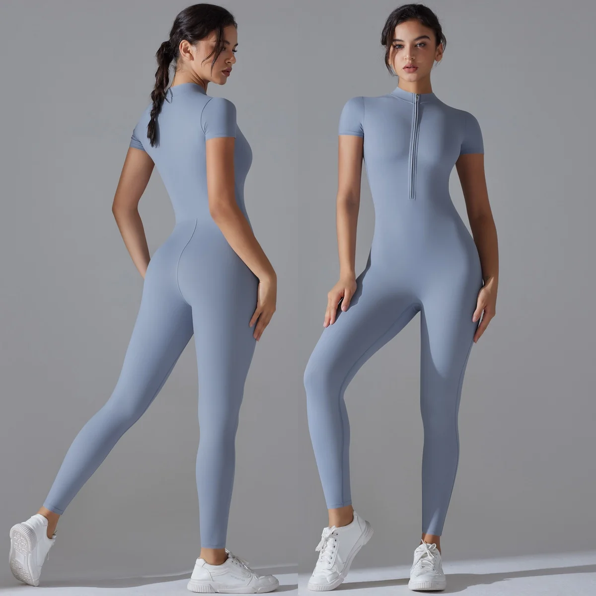 Women's Yoga Jumpsuit Short Sleeve Half Zip High Neck Yoga Bodysuit Workout Butt Lifting & Tummy Control for Gym dance Pilates
Women's Yoga Jumpsuit Short Sleeve Half Zip High Neck Yoga Bodysuit Workout Butt Lifting & Tummy Control for Gym dance Pilates