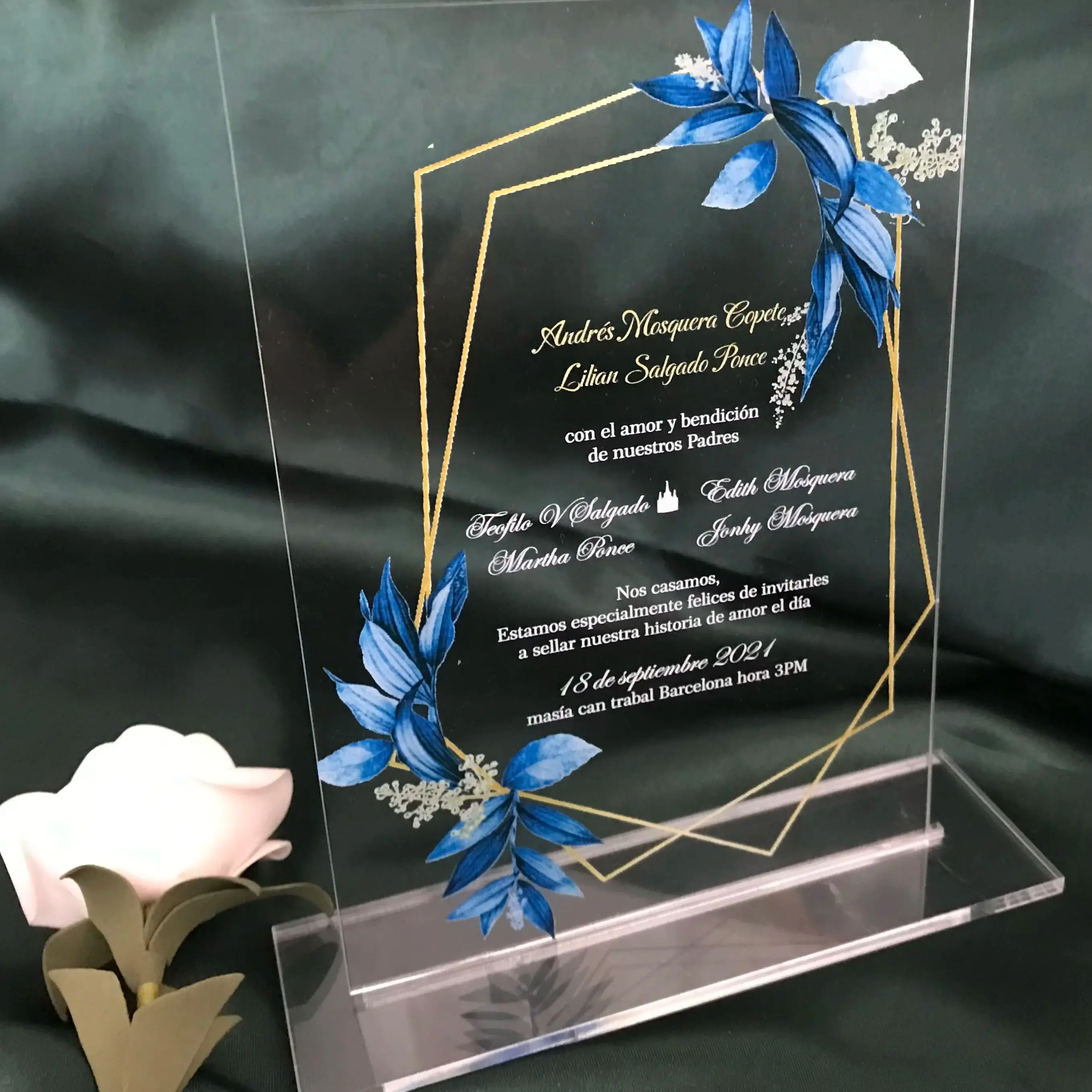 Custom Acrylic Wedding Invitation, Acrylic Invitations, Menu with Base, Sweet 15th Birthday Invitations, 10PCs
Custom Acrylic Wedding Invitation, Acrylic Invitations, Menu with Base, Sweet 15th Birthday Invitations, 10PCs