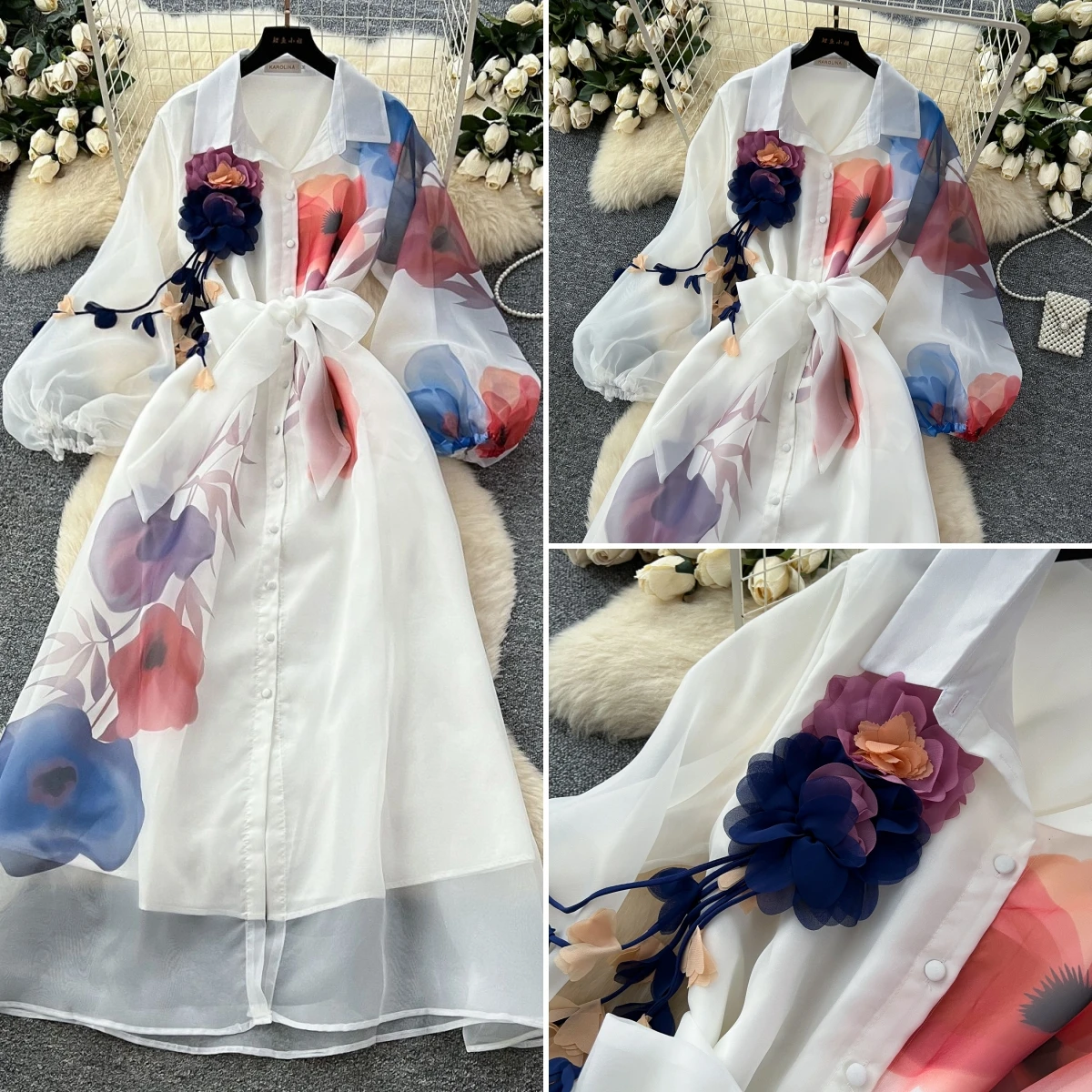 Women Print Party Dresses Single Breasted Shirt Dress A Line Turn Down Collar Lantern Sleeve Elegant Casual Vestidos Summer
Women Print Party Dresses Single Breasted Shirt Dress A Line Turn Down Collar Lantern Sleeve Elegant Casual Vestidos Summer