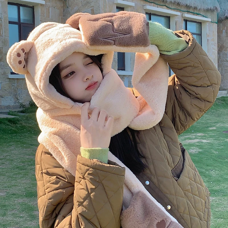 Bear Palm Cartoon Pattern Hat Scarf One Piece Lovely Winter Warm Gloves 3-in-1 Plush Thick Wind Resistant Outdoor Fashion Hat
Bear Palm Cartoon Pattern Hat Scarf One Piece Lovely Winter Warm Gloves 3-in-1 Plush Thick Wind Resistant Outdoor Fashion Hat
