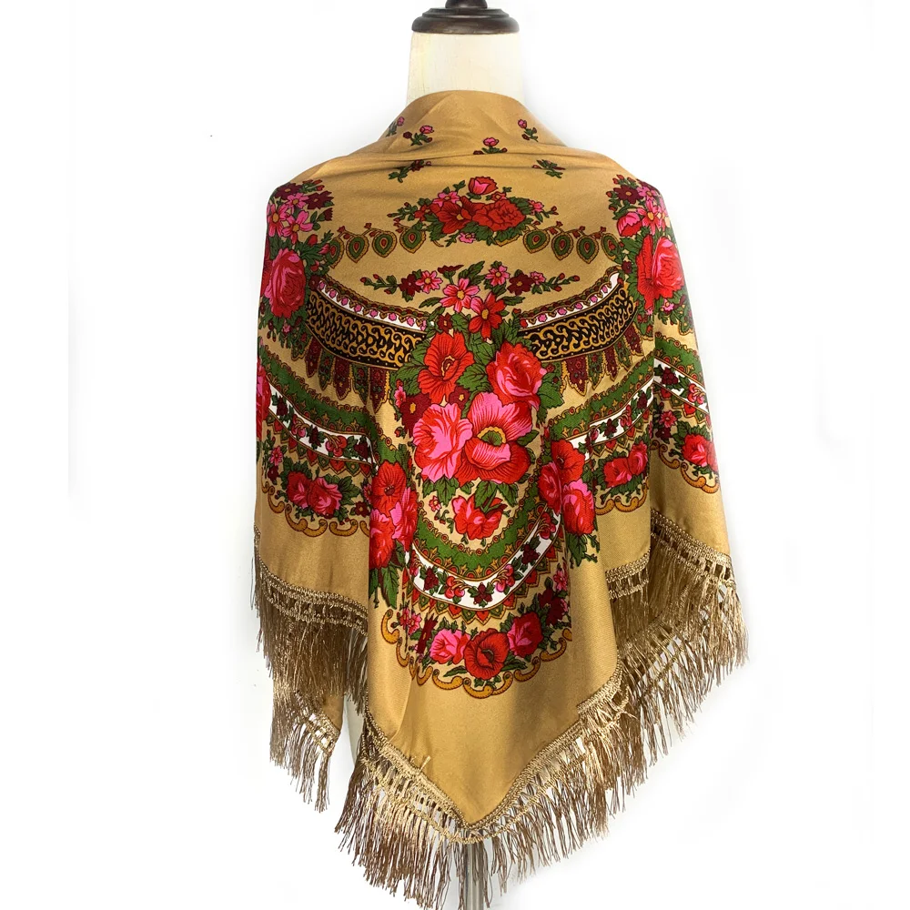 120*120cm Traditional Ukrainian Russian Style Square Scarf Women Luxury Floral Print Bandana Shawl Enthic Fringed Head Wraps
120*120cm Traditional Ukrainian Russian Style Square Scarf Women Luxury Floral Print Bandana Shawl Enthic Fringed Head Wraps