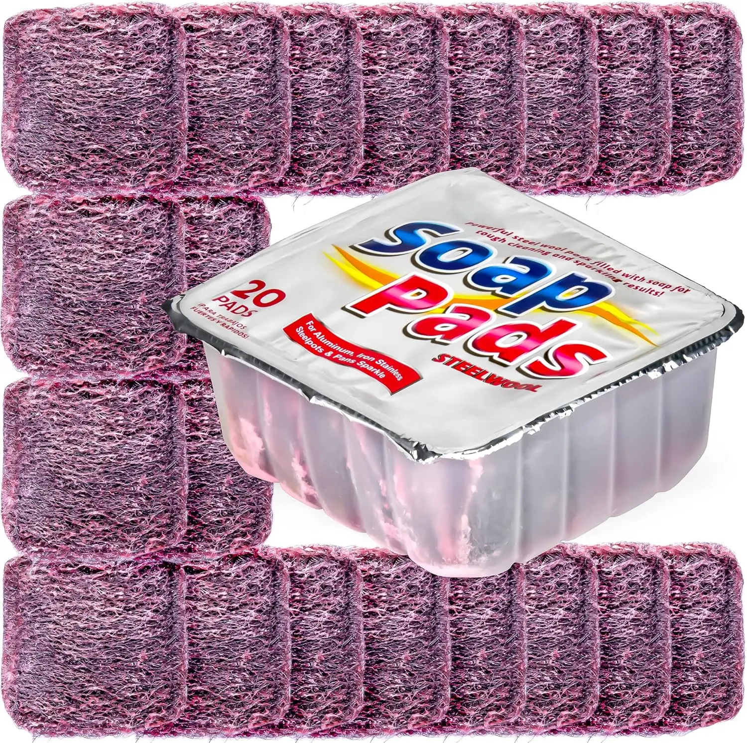 20 Pre Soaped Steel Wool Scouring Pads for Easy Cleaning of Dishes Pans Ovens and Pots
20 Pre Soaped Steel Wool Scouring Pads for Easy Cleaning of Dishes Pans Ovens and Pots
