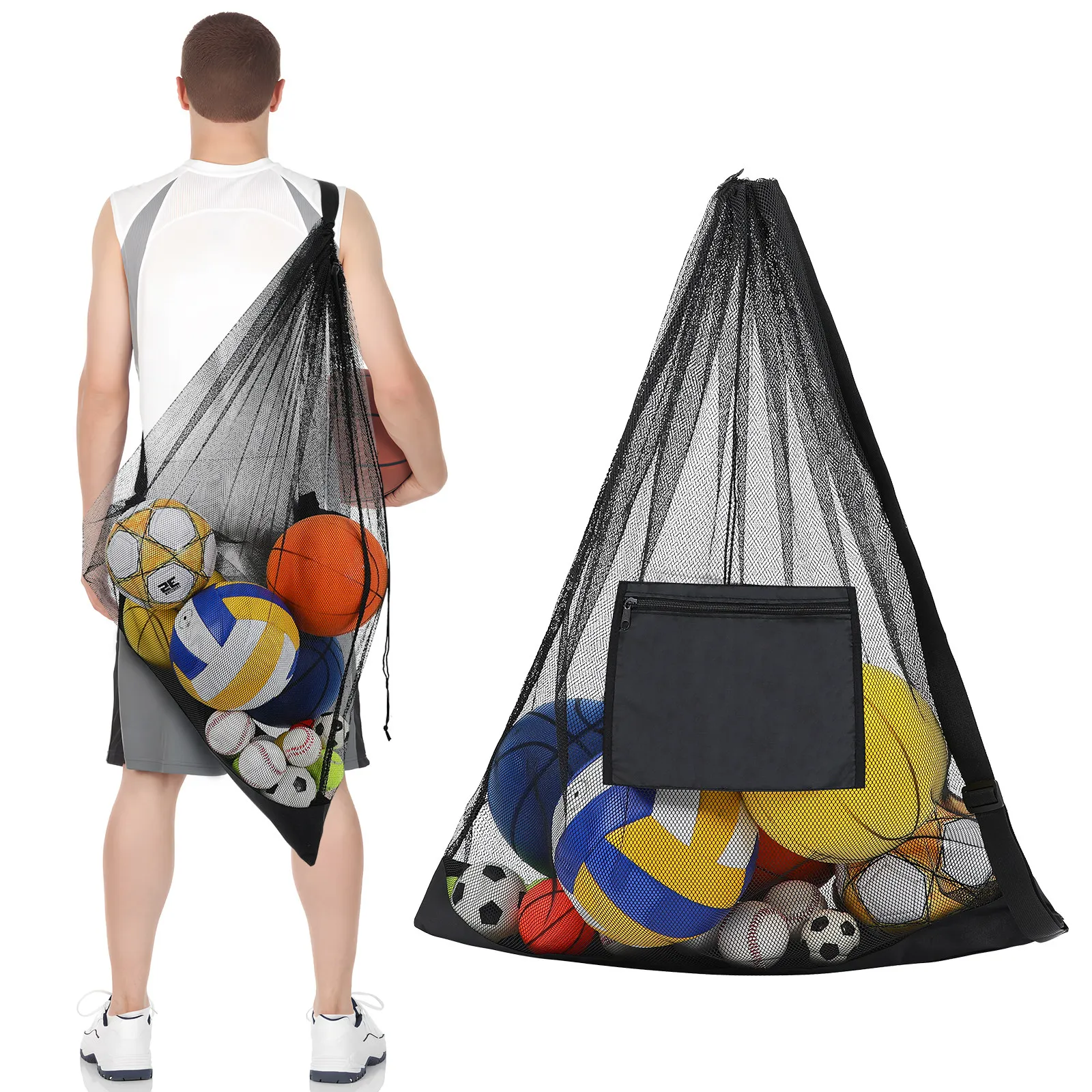 Volleyball Bag Mesh Bag for Balls Secure Drawstring Closure Heavy Duty Material with Front Zippered Pocket for Id Card
Volleyball Bag Mesh Bag for Balls Secure Drawstring Closure Heavy Duty Material with Front Zippered Pocket for Id Card