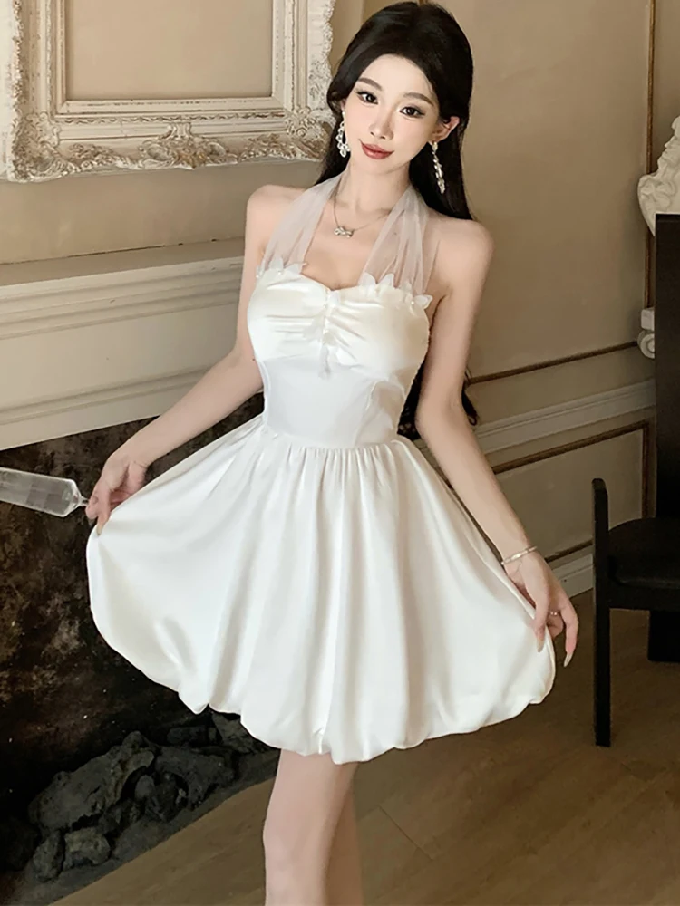 White Patchwork Beading Bow Mesh Neck-mounted Dress Fow Women Summer Elegant Luxury Short Dress 2025 Korean Bodycon Party Dress
White Patchwork Beading Bow Mesh Neck-mounted Dress Fow Women Summer Elegant Luxury Short Dress 2025 Korean Bodycon Party Dress
