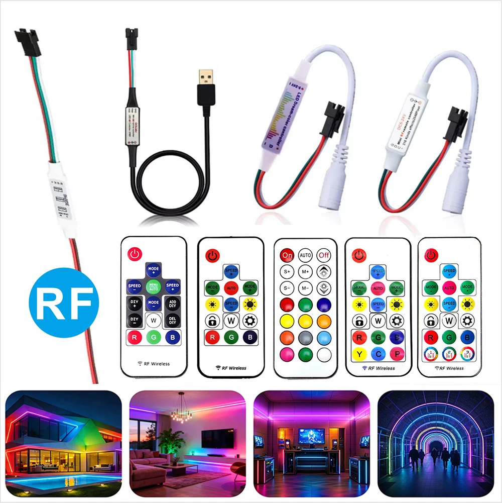 USB/DC5-DC24V LED COB RF Mini Strip Remote Control LED Pixel Strip Controller 14/17/21 Key WS2811/2812/2813/2815 Simple Controll
USB/DC5-DC24V LED COB RF Mini Strip Remote Control LED Pixel Strip Controller 14/17/21 Key WS2811/2812/2813/2815 Simple Controll