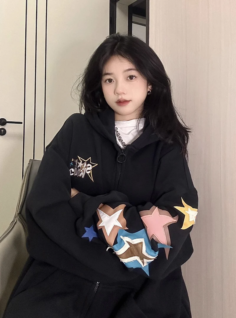 American High Street Trendy Star Letter Zipper Sweater Women's Spring Autumn Loose Harajuku Style Quality Versatile Jacket
American High Street Trendy Star Letter Zipper Sweater Women's Spring Autumn Loose Harajuku Style Quality Versatile Jacket