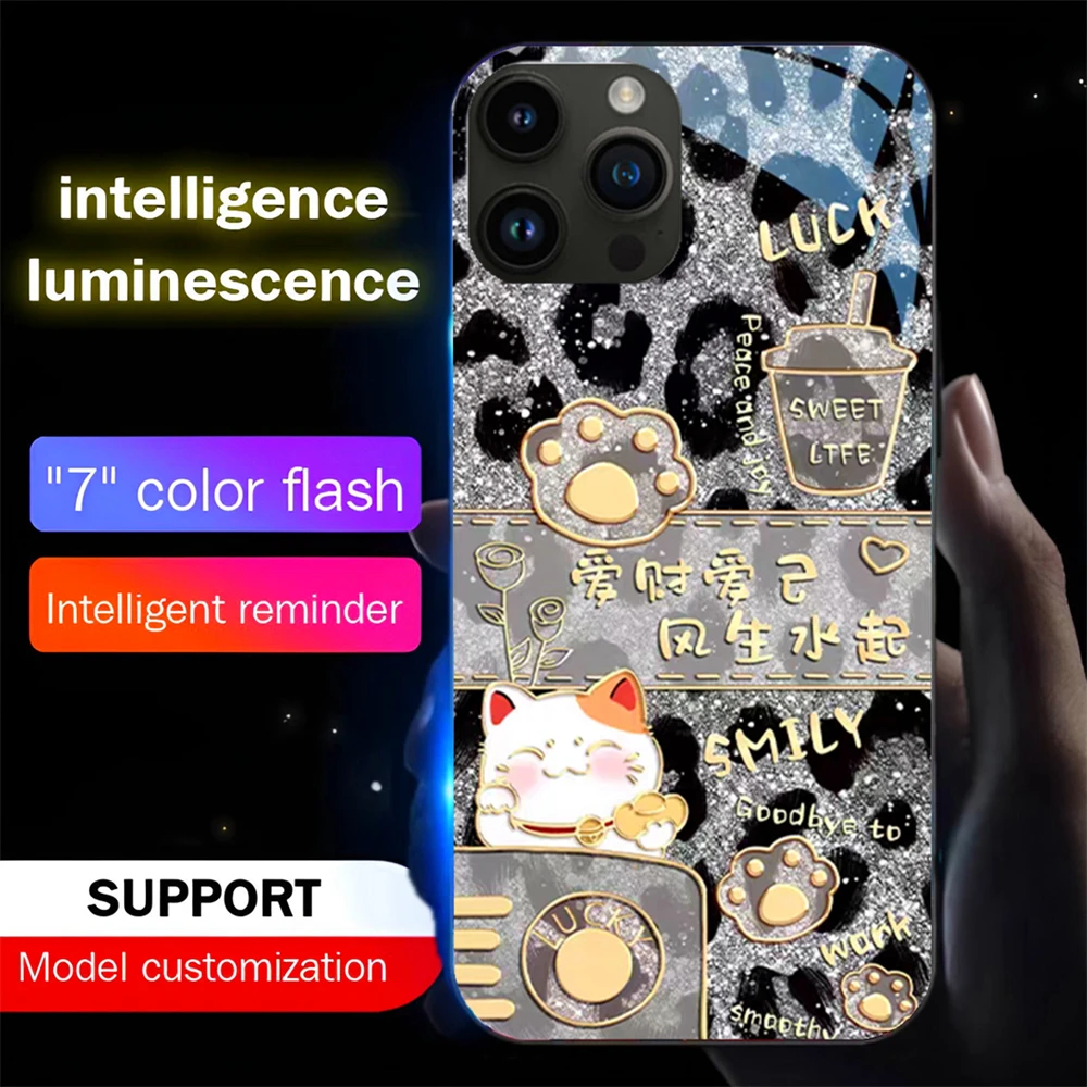 Luxury Fortune Cat Smart LED Light Glow Tempered Glass Phone Case For Samsung S26 S25 S24 S23 S22 S21 S20 FE Plus Ultra
Luxury Fortune Cat Smart LED Light Glow Tempered Glass Phone Case For Samsung S26 S25 S24 S23 S22 S21 S20 FE Plus Ultra