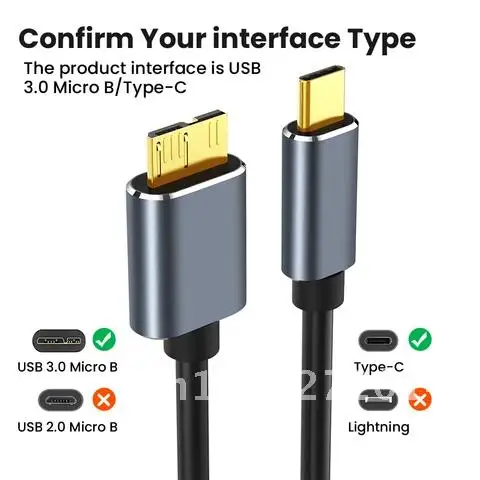 Type-C USB To Micro B 3.0 Cable 5Gbps 3A Fast Data Sync Cord Adapter Mobile Hard Drive Data Cable For Macbook Hard Drive
Type-C USB To Micro B 3.0 Cable 5Gbps 3A Fast Data Sync Cord Adapter Mobile Hard Drive Data Cable For Macbook Hard Drive
