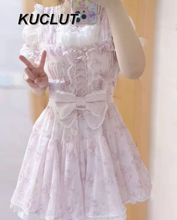 Liz Dress Sweet Rose Ribbon Slim Bow Floral Princess Dress Summer Sweet Print Japanese Mine High Waist Lolita Short Sleeve Dress
Liz Dress Sweet Rose Ribbon Slim Bow Floral Princess Dress Summer Sweet Print Japanese Mine High Waist Lolita Short Sleeve Dress
