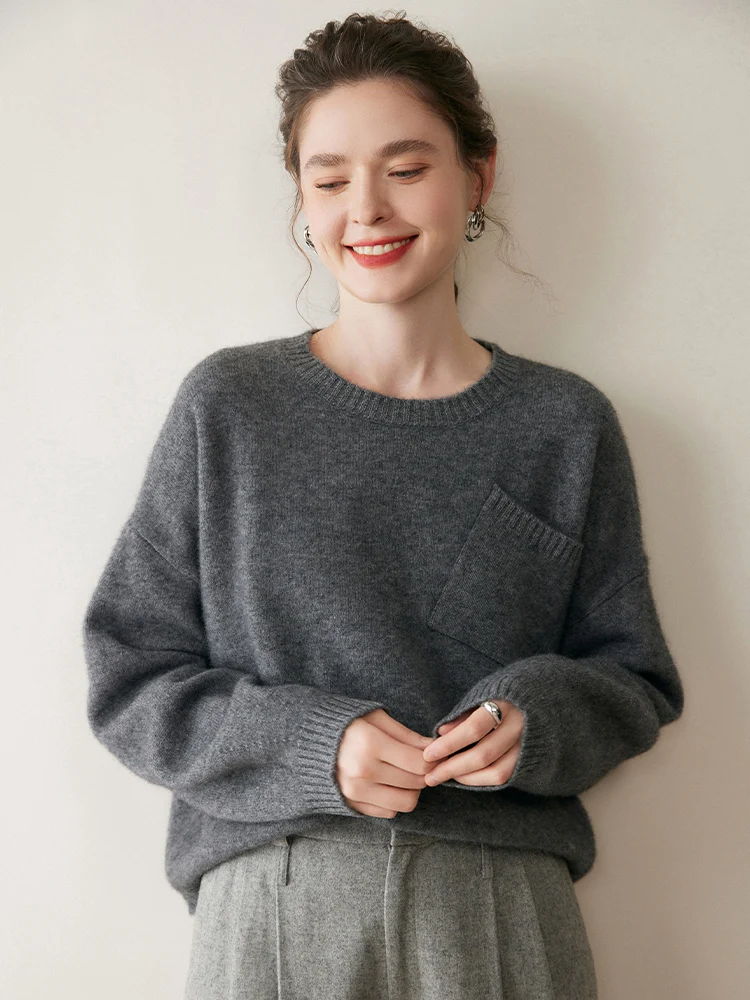 Women's Pullovers Quality Preppy Style 7GG O-Neck Pocket 100% Cashmere Knitted Sweater Thick Soft Warm Casual Loose Winter Tops
Women's Pullovers Quality Preppy Style 7GG O-Neck Pocket 100% Cashmere Knitted Sweater Thick Soft Warm Casual Loose Winter Tops