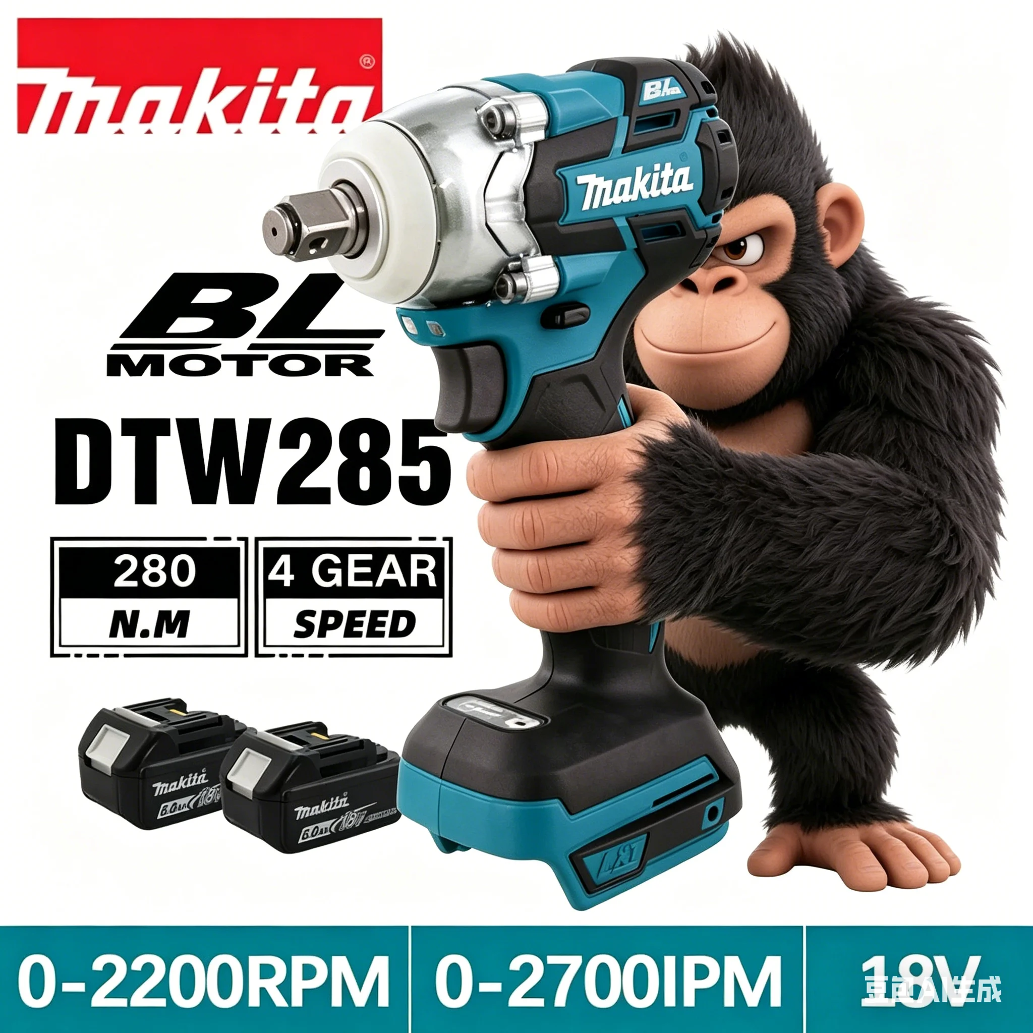 Makita Battery 320N.M DTW285 Brushless Impact Wrench Cordless Electric Wrench Power Tools Compatible With Makita 18V Battery
Makita Battery 320N.M DTW285 Brushless Impact Wrench Cordless Electric Wrench Power Tools Compatible With Makita 18V Battery
