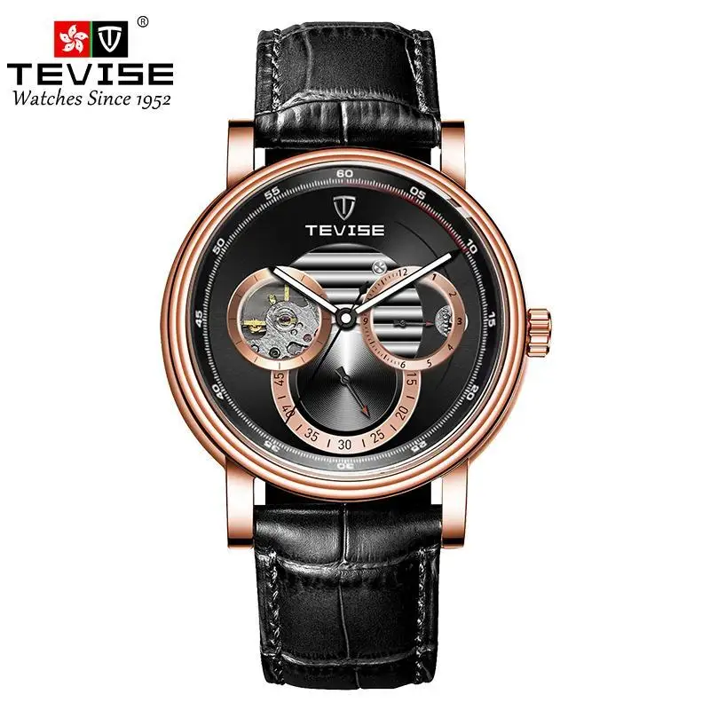 TEVISE Men's Automatic Watch Leather Band Luminous Hands Skeleton Dial Business Casual Style
TEVISE Men's Automatic Watch Leather Band Luminous Hands Skeleton Dial Business Casual Style