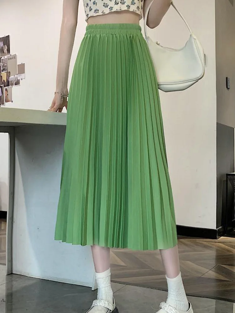 Pleated Skirt Women Summer Fashion Elastic High Waisted Mid Length A-line Long Gothic Mujer Dance
Pleated Skirt Women Summer Fashion Elastic High Waisted Mid Length A-line Long Gothic Mujer Dance