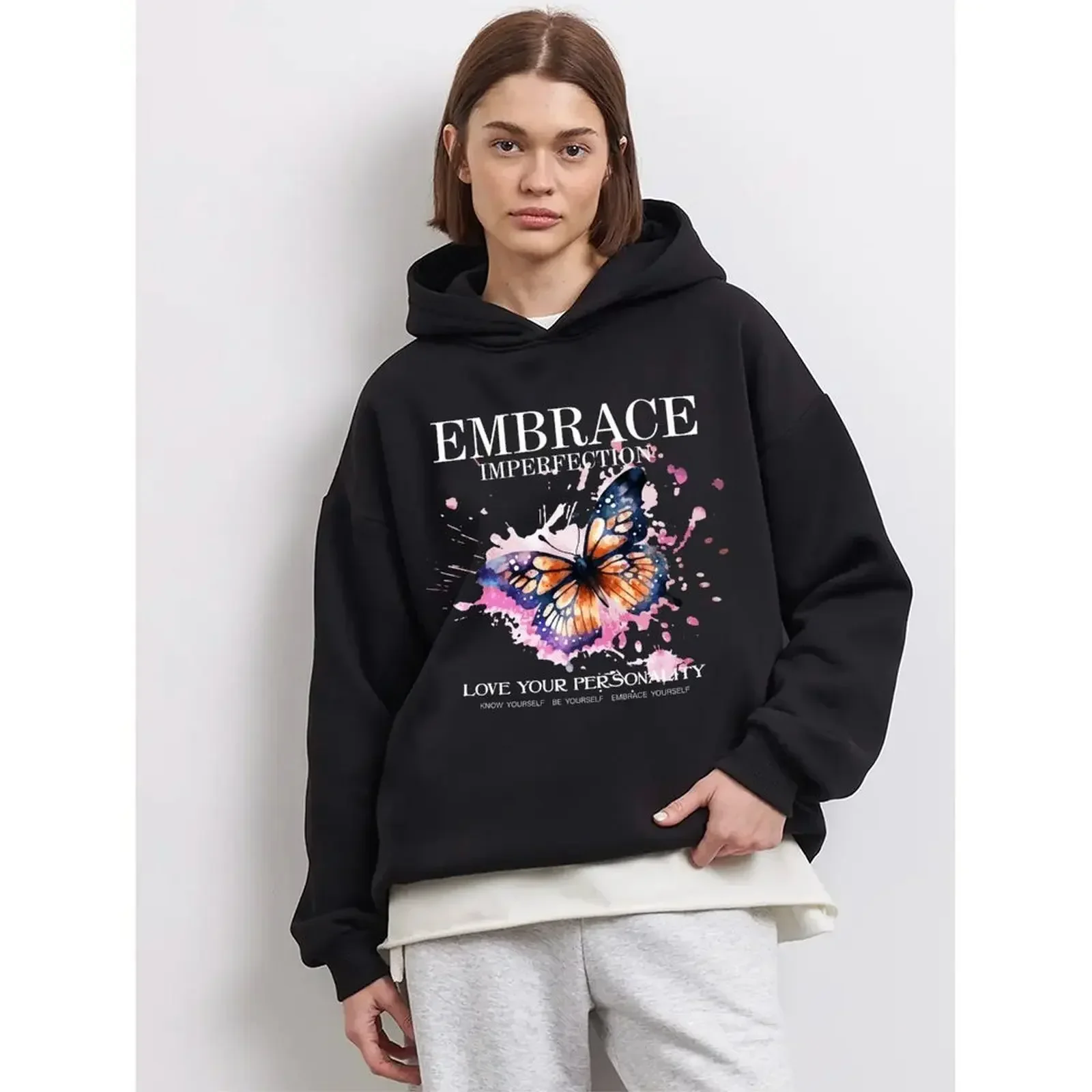 Women's Sweater Hoodies Sweatshirts Velvet Winter Casual Spray-painted Print Colorful Long Sleeve Pullovers Autumn Woman Clothes
Women's Sweater Hoodies Sweatshirts Velvet Winter Casual Spray-painted Print Colorful Long Sleeve Pullovers Autumn Woman Clothes